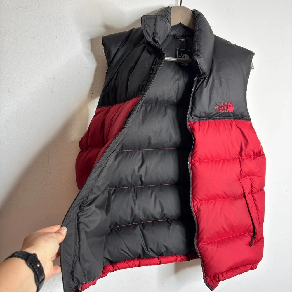 The North Face Red Black Men's 1996 Retro Nuptse 700 Down Filled Vest Size S‎